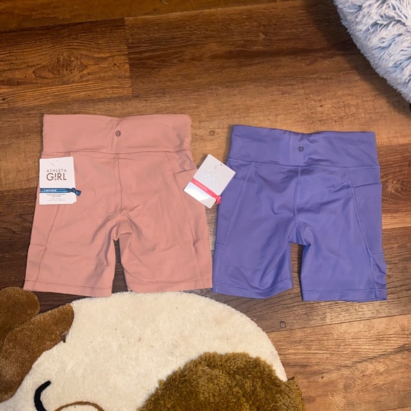 Athleta Stash Your Treasures Bike Shorts set of 2 Pink & Purple NWT XL/14 - Picture 4 of 9